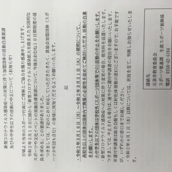 コロナ対策による活動自粛について