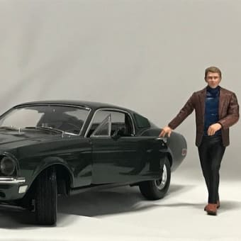 1/18ブリット　1968マスタングGT390とカスタムフィギュア（1/18　“Bullett”1968 Mustang GT390　with Custom Figure)