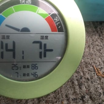 令和7年5月9日・今朝の東祖谷12℃（14.7℃最低気温は7.7℃）