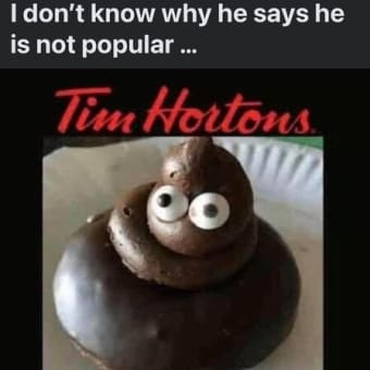 Tim Hortons Introduces The New Justine Turdeau Donut.  😀😃😄😁😆😅😂🤣😈🤡💩🍩🚽🪠🪠🇨🇦