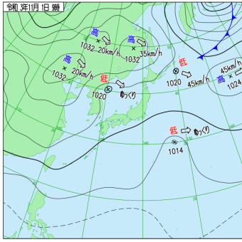 11月1日　日本海北部寒冷低気圧