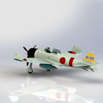 零式艦上戦闘機　二一型　A6M2b ３Dモデル FBX・OBJ対応シリーズ
