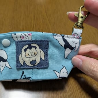 相撲柄の斜め掛けバッグと布小物