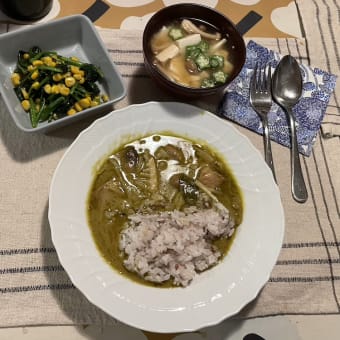 ◇　今日の晩ごはん　　　グリーンカレーにみそ汁