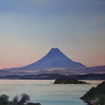 夕景の富士山を再度、描く。