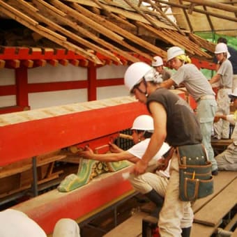 佐原市香取神宮祈祷所修理現場