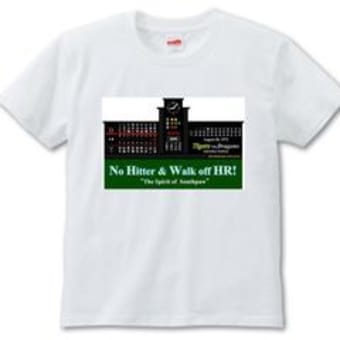 震災復興チャリティー「レトロ球場スコアボードTシャツ＆缶バッジ」新作です