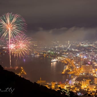 函館夜景と花火（１）