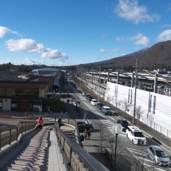 厳冬の軽井沢：ＪＲ軽井沢駅北口デッキから眺める軽井沢の町
