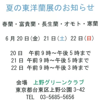 夏の東洋蘭展（６月20〜22日、上野）