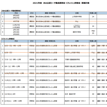 〔お知らせ〕JBA公認コーチ 講習会・研修会計画表（12/28版）