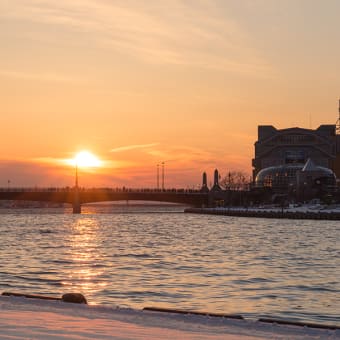 今日の釧路の夕焼け〜雪のいろ