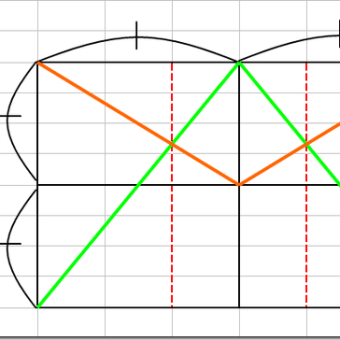 定規の目盛りを使わず、長方形を3等分