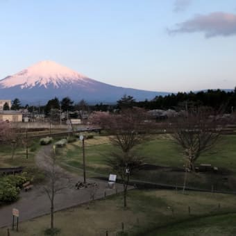 ボンネットに映る逆さ富士