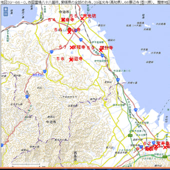 四国霊場八十八箇寺・愛媛県・寺の位置関係の地図