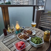 ベランダ 夕涼み宴会再開
