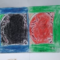 朝日記250710  音楽絵画No 175 4Name card art と今日の絵