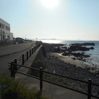 ☯ 『現場調査の帰り、恵比寿浜付近からの夕陽に目を留める！』 ☯
