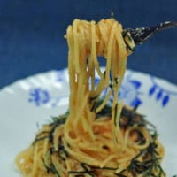 明太子パスタ＠麺天坊　麺量70グラムで作ったので副菜添えました( ..)φメモメモ