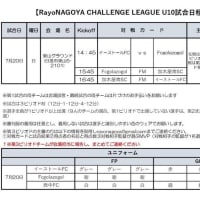 RayoNAGOYA　CHALLENGリーグの試合日程（U10）
