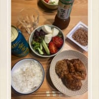 夕食は学食の唐揚げ