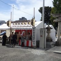 新しき鳥居の前を山車過ぎる（川越まつり・八幡宮）