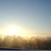 近所の風景　冬（雪の降った朝）