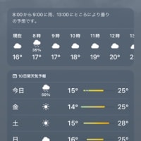 忙しい一日：雨曇晴15〜25℃