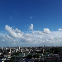 台風間近の東京の空