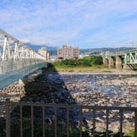 渡し場から吊り橋へ…そして美しいトラス橋へ😊渋川市大正橋
