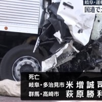 岐阜で外道が大型トラックで反対車線に食み出し、対向車の大型トラックの運転手を殺害