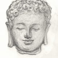 仏頭　インドネシア　9世紀（中部ジャワ時代）