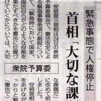 緊急時、人権停止！自民党改憲草案