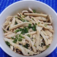 【07/09晩御飯】生命鶏胸ポン酢掛け、一昨日は胡麻で昨日はポン酢なんだね：P