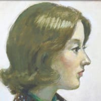 絵柄のブラウスの女性の横顔　伊勢正義画　その２９