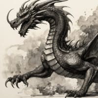 ドラゴン🐉（墨絵）