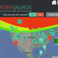 歴史的な太陽嵐の中でオーロラサウルスが咆哮する
