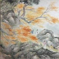 在銘 久野柳荘(くのりゅうそう 1887-1973) 山水画 南画 色紙
