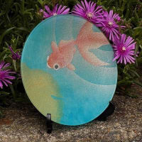 金魚の金彩ガラス皿