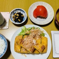 今日の晩ご飯は「栃尾のあぶらあげ」定食・・・初「栃尾・・・」大きかったよ〜(o^^o)