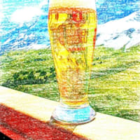 アイガー北壁の前で至福の一杯