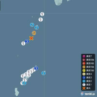 トカラ列島近海でＭ５・４（震度５強）の地震発生