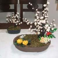 粘土のお花　ブルースターのリース　　　　アイリス　や　盆栽