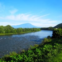 今朝の岩手山（明治橋→都南大橋→門→南大橋）と志和三山