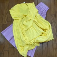 6/9　ロングカーディガン黄色新品とパープル合皮スカート　気を付けないといけない事件発生