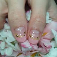 法事フレンチネイル きらきらジェルネイル