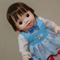 ハンドメイド　ぽぽちゃんサイズ人形服+子供ワンピース90とバックお揃いセット