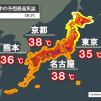 7日　7日も猛烈な暑さ警戒 熱中症警戒アラート今年最多30道都県 東京都は2日連続発表