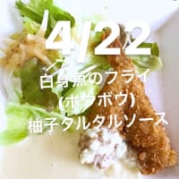 令和6年4月22日の日替わりは、白身魚(ホウボウ)のフライ　柚子タルタルソースです