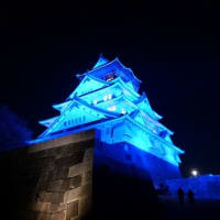 大阪城公園　天守閣　青色ライトアップ（２０２５年３月１４日）